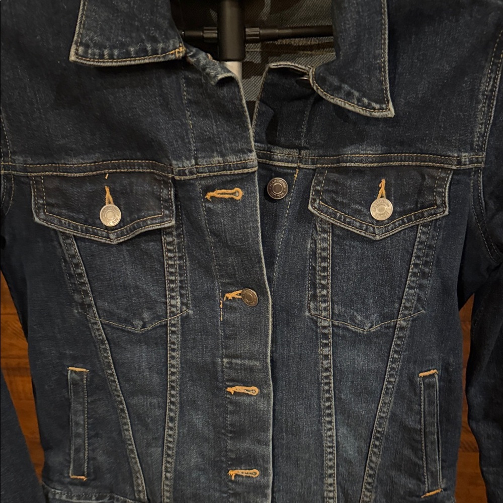 Women's Gap 1969 Dark Indigo Denim Jacket - Tailored Button-Front - Picture 2 of 4